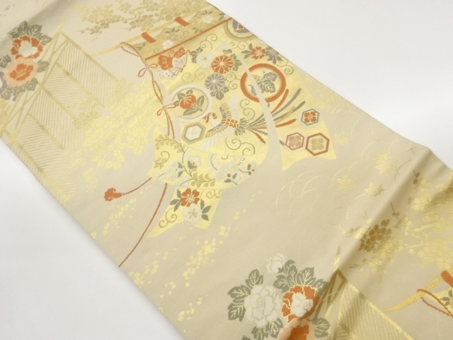 JAPANESE NAGOYA OBI / WOVEN FLOWER ARABESQUE